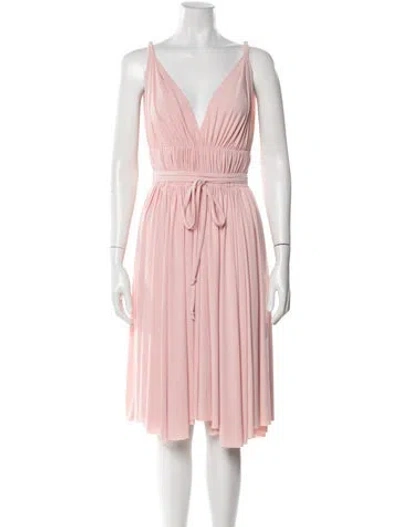 Pre-owned Norma Kamali V-neck Knee-length Dress In Pink