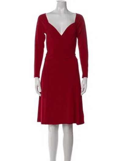 Pre-owned Norma Kamali V-neck Knee-length Dress In Red