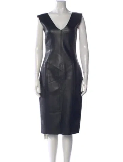 Pre-owned Norma Kamali V-neck Knee-length Dress W/ Tags In Blue