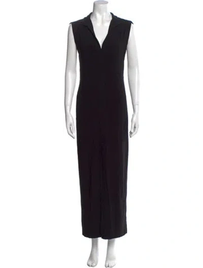 Pre-owned Norma Kamali V-neck Long Dress In Black