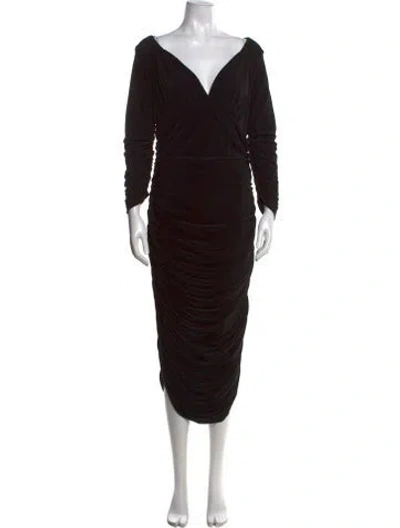 Pre-owned Norma Kamali V-neck Long Dress In Black