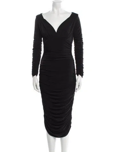 Pre-owned Norma Kamali V-neck Long Dress In Black