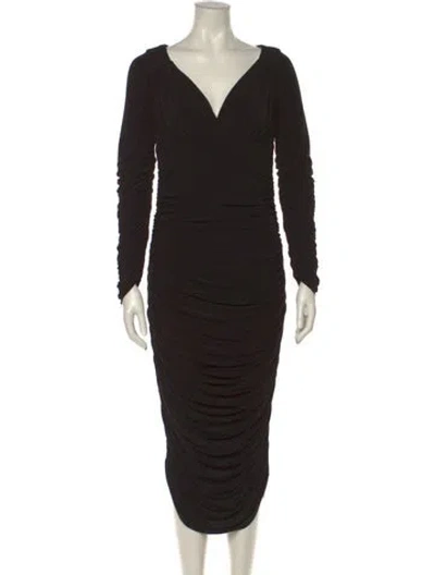 Pre-owned Norma Kamali V-neck Long Dress In Black