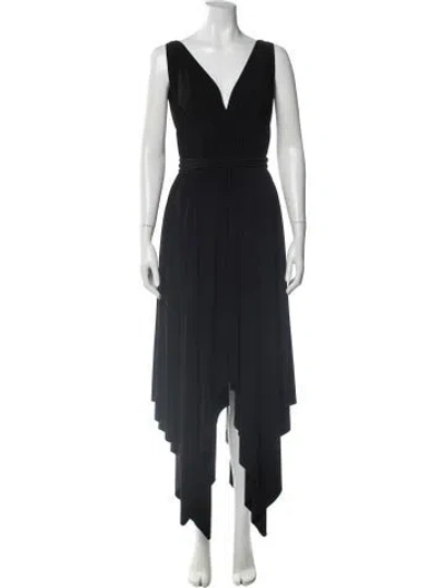 Pre-owned Norma Kamali V-neck Long Dress In Black
