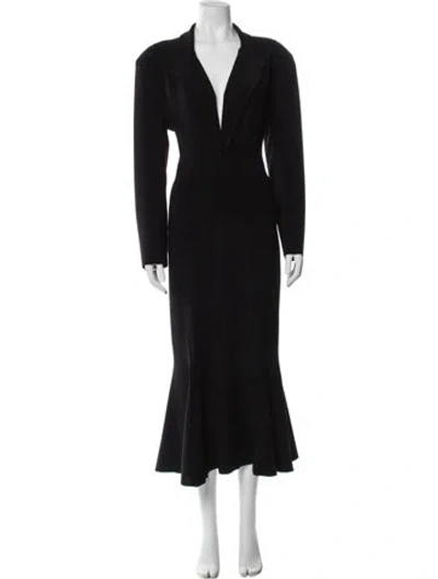 Pre-owned Norma Kamali V-neck Long Dress In Black