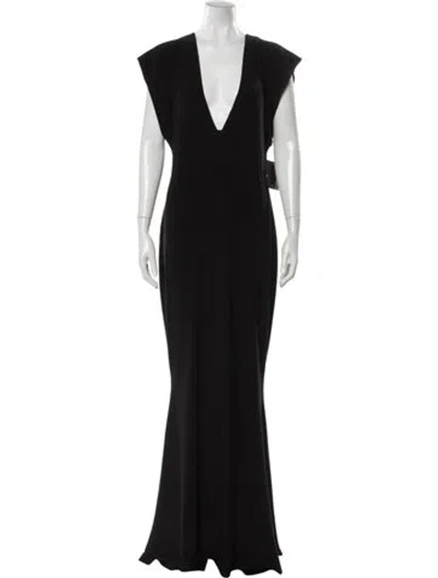 Pre-owned Norma Kamali V-neck Long Dress In Black