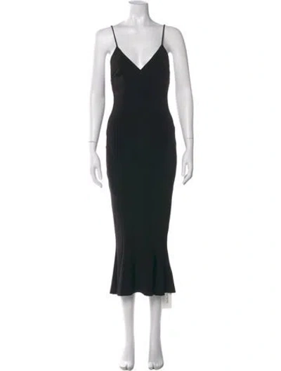 Pre-owned Norma Kamali V-neck Long Dress In Black