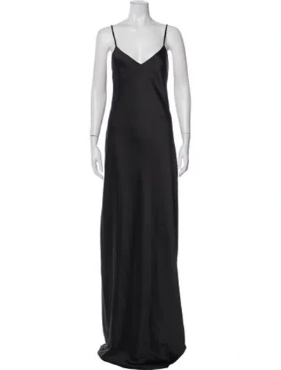 Pre-owned Norma Kamali V-neck Long Dress In Black