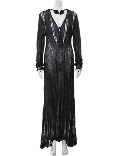 Pre-owned Norma Kamali V-neck Long Dress In Black