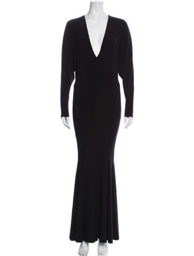 Pre-owned Norma Kamali V-neck Long Dress In Black