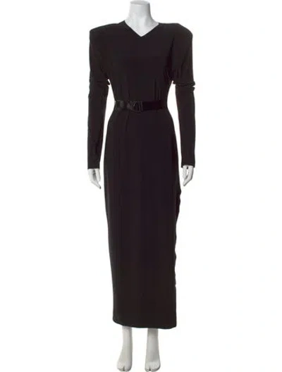 Pre-owned Norma Kamali V-neck Long Dress In Black