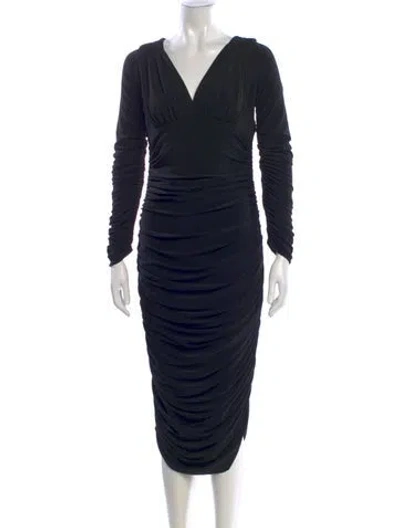 Pre-owned Norma Kamali V-neck Long Dress In Black