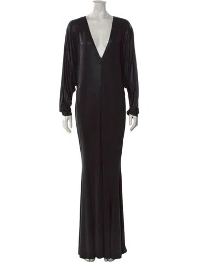 Pre-owned Norma Kamali V-neck Long Dress In Black