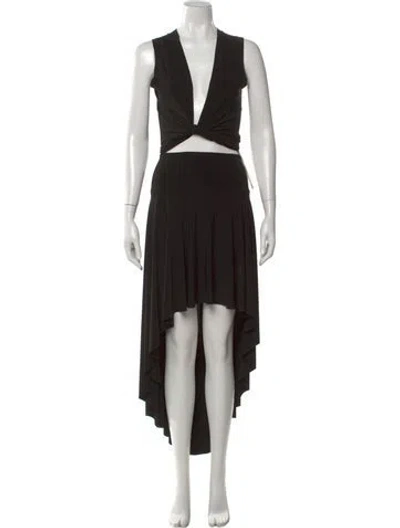 Pre-owned Norma Kamali V-neck Long Dress In Black