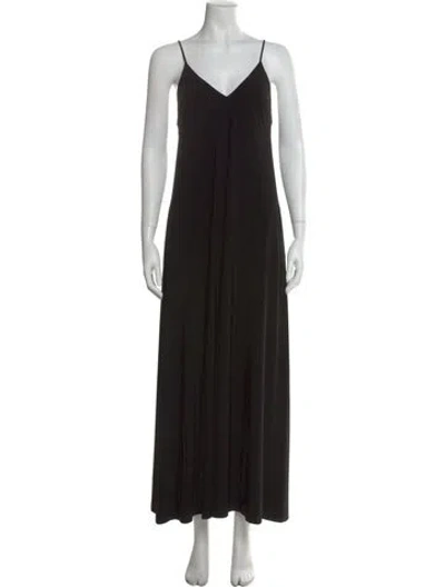 Pre-owned Norma Kamali V-neck Long Dress In Black