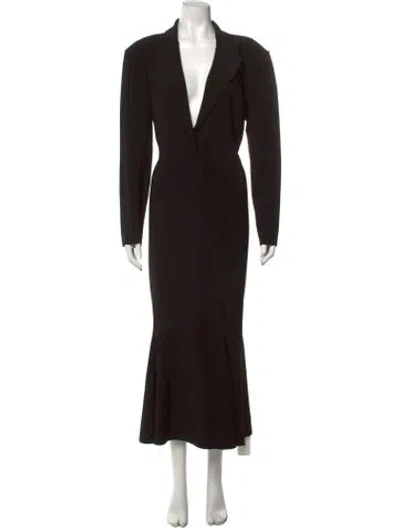 Pre-owned Norma Kamali V-neck Long Dress In Black