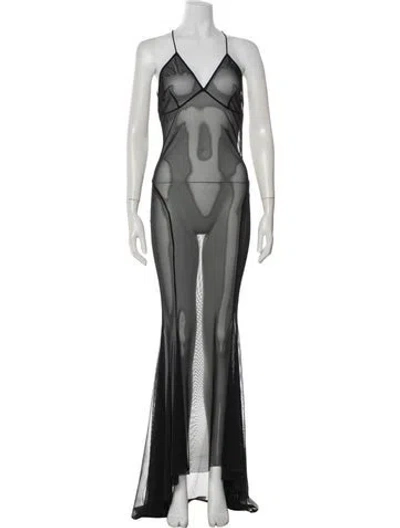 Pre-owned Norma Kamali V-neck Long Dress In Black