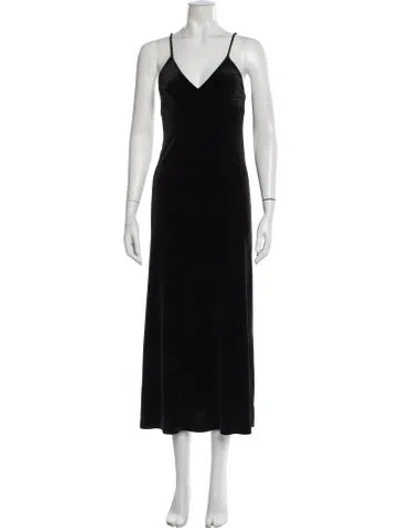 Pre-owned Norma Kamali V-neck Long Dress In Black