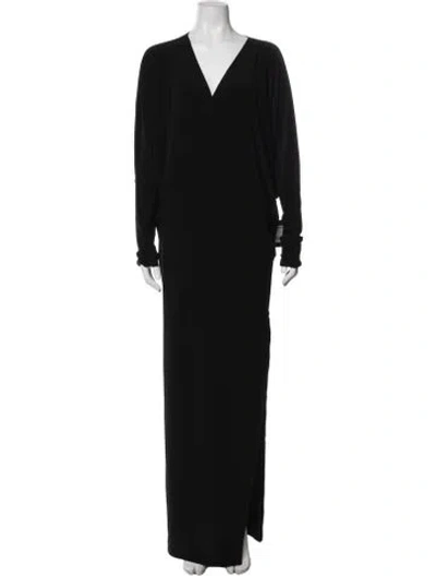 Pre-owned Norma Kamali V-neck Long Dress In Black
