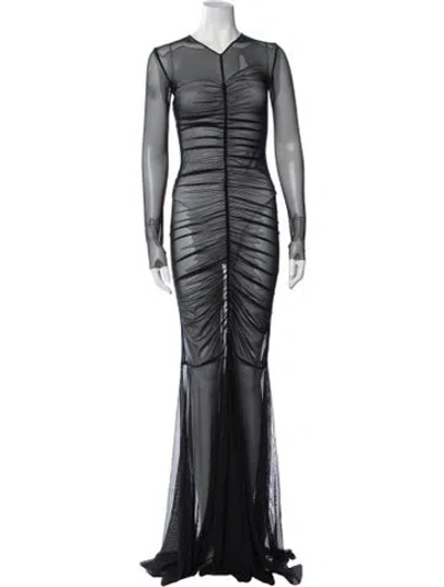 Pre-owned Norma Kamali V-neck Long Dress In Black