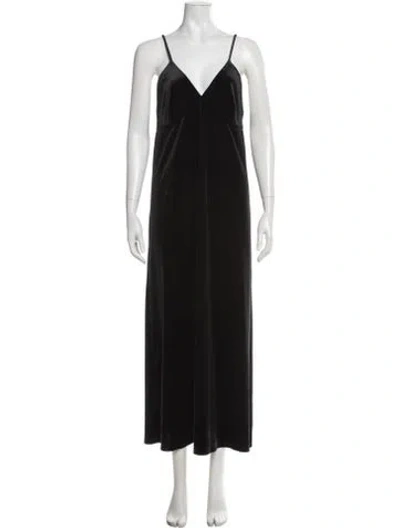 Pre-owned Norma Kamali V-neck Long Dress In Black