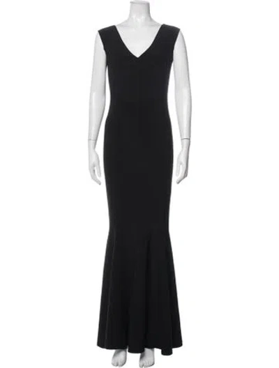 Pre-owned Norma Kamali V-neck Long Dress In Black