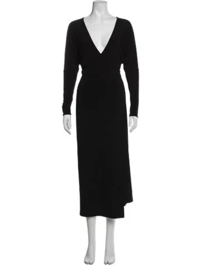 Pre-owned Norma Kamali V-neck Long Dress In Black