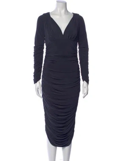 Pre-owned Norma Kamali V-neck Long Dress In Blue