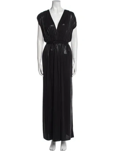 Pre-owned Norma Kamali V-neck Long Dress In Blue