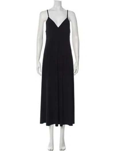 Pre-owned Norma Kamali V-neck Long Dress In Blue