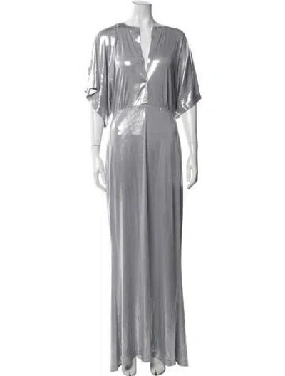 Pre-owned Norma Kamali V-neck Long Dress In Blue