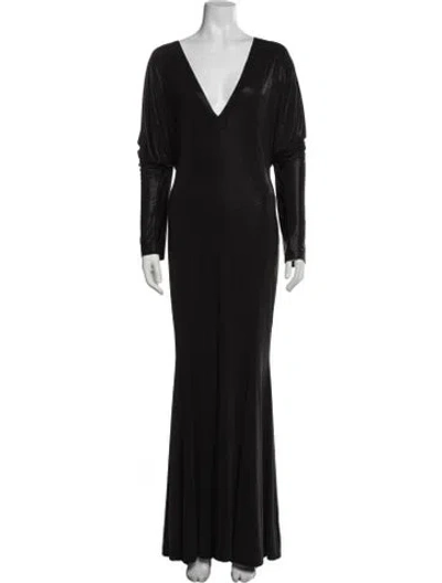 Pre-owned Norma Kamali V-neck Long Dress In Blue