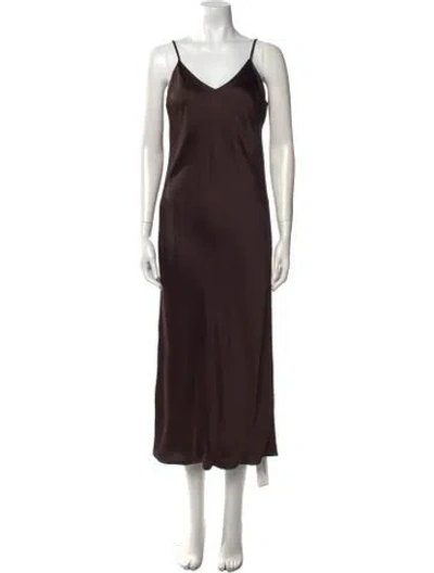 Pre-owned Norma Kamali V-neck Long Dress In Brown