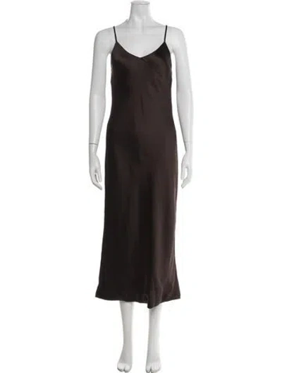 Pre-owned Norma Kamali V-neck Long Dress In Brown