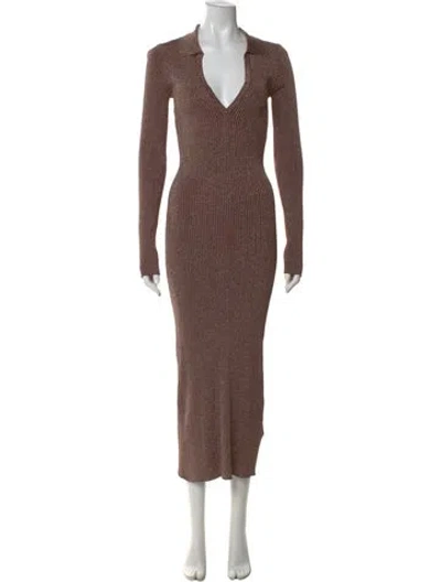 Pre-owned Norma Kamali V-neck Long Dress In Brown