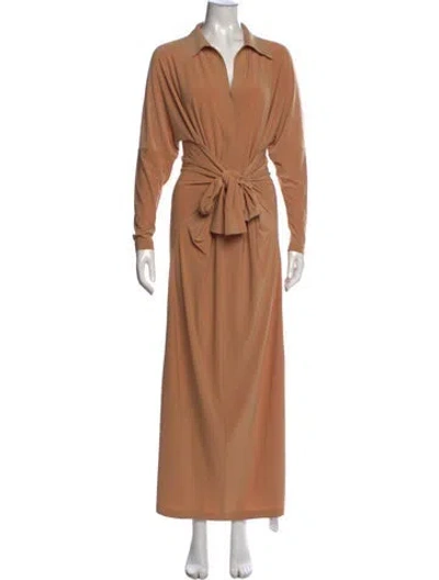 Pre-owned Norma Kamali V-neck Long Dress In Brown