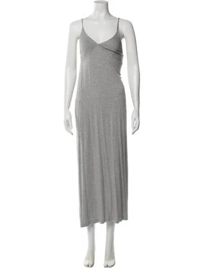 Pre-owned Norma Kamali V-neck Long Dress In Gray