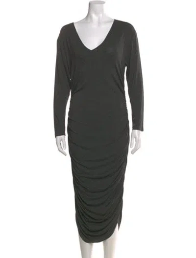 Pre-owned Norma Kamali V-neck Long Dress In Gray