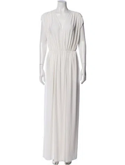 Pre-owned Norma Kamali V-neck Long Dress In Gray