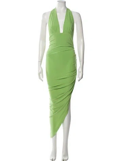 Pre-owned Norma Kamali V-neck Long Dress In Green