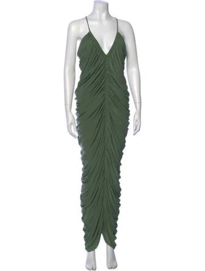 Pre-owned Norma Kamali V-neck Long Dress In Green