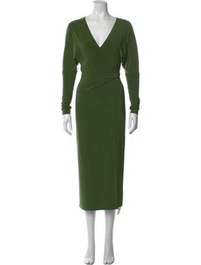 Pre-owned Norma Kamali V-neck Long Dress In Green
