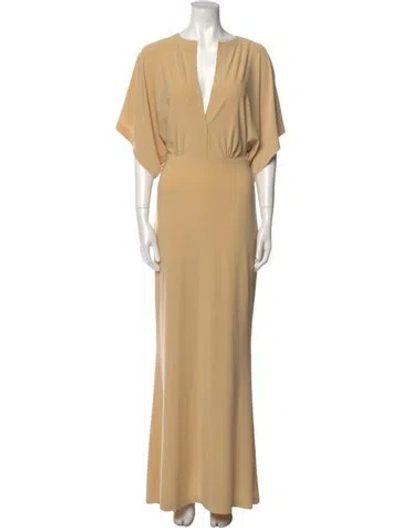 Pre-owned Norma Kamali V-neck Long Dress In Neutral