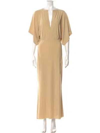 Pre-owned Norma Kamali V-neck Long Dress In Neutral