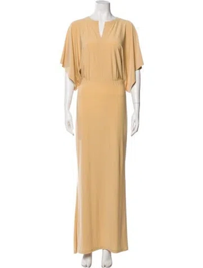 Pre-owned Norma Kamali V-neck Long Dress In Neutral