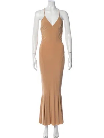 Pre-owned Norma Kamali V-neck Long Dress In Neutral