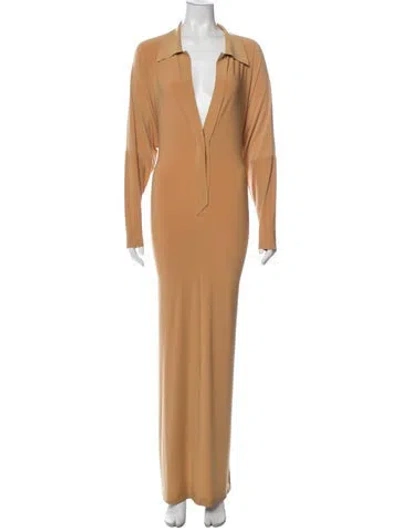 Pre-owned Norma Kamali V-neck Long Dress In Neutrals