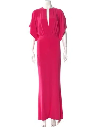 Pre-owned Norma Kamali V-neck Long Dress In Pink
