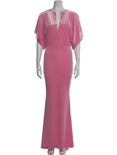 Pre-owned Norma Kamali V-neck Long Dress In Pink