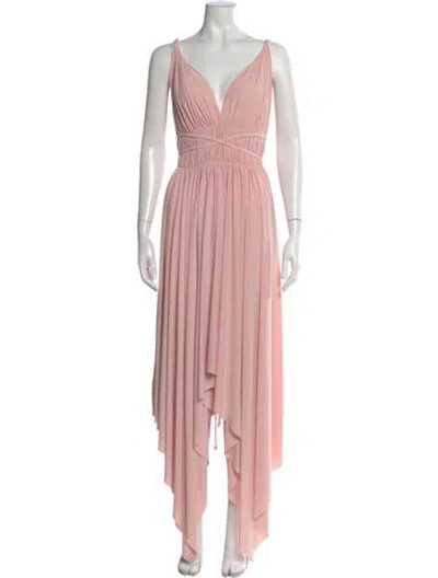 Pre-owned Norma Kamali V-neck Long Dress In Pink